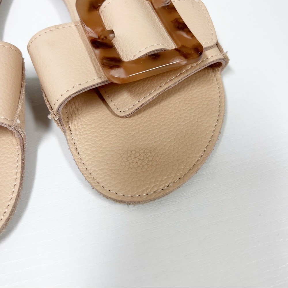 Definery Loop Blush Flat Slide Sandals Tortoise Buckle 37 7 - Picture 3 of 7
